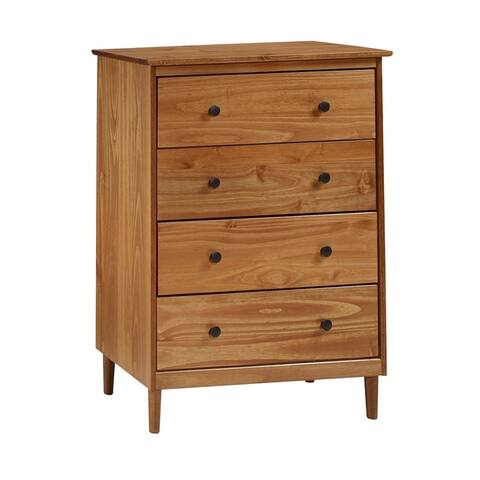 Offex Modern 4 Drawer Solid Pine Wood Dresser Caramel By Read