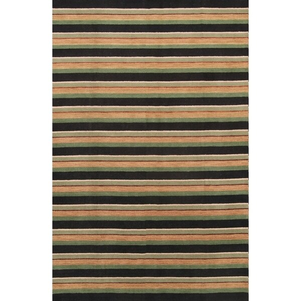 Gabbeh Oriental Modern Stripe Area Rug Handmade Wool - 9'11" x 6'6"