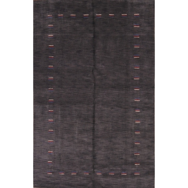 Solid Area Rug Indian Gabbeh Oriental Handmade Wool - 9'11" x 6'5"