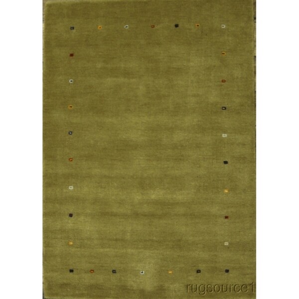 Gabbeh Hand Knotted Oriental Solid Area Rug Yellow - 5'11" x 4'2"