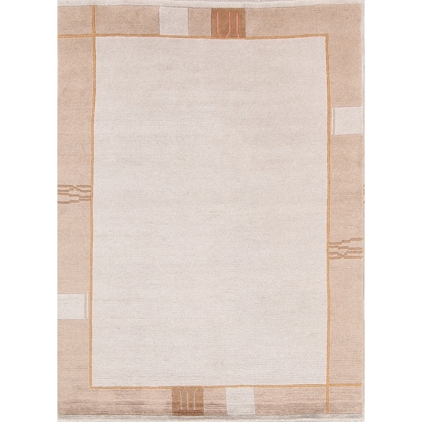 Porch & Den Scrutton Ivory Hand-made Contemporary Oriental Area Rug - 7'10" x 5'10"