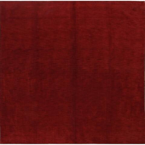Modern Gabbeh Hand Knotted Oriental Solid Area Rug Wool - 10'3" square