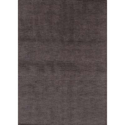 Strick & Bolton Francesco Charcoal Handmade Wool Area Rug - 7'9" x 5'8"