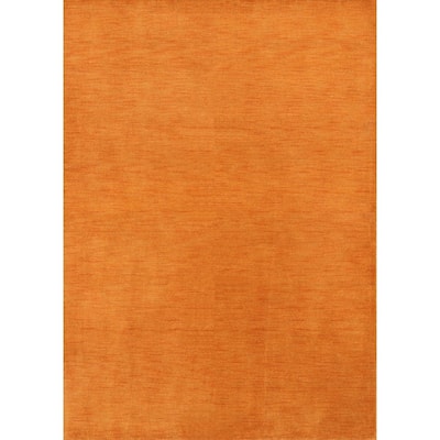Strick & Bolton Francesco Orange Hand-knotted Wool Area Rug - 7'9" x 5'8"