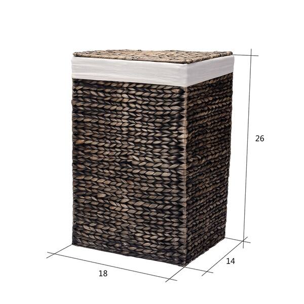 Handmade Wicker Laundry Hampers Set of 2 Water Hyacinth Storage