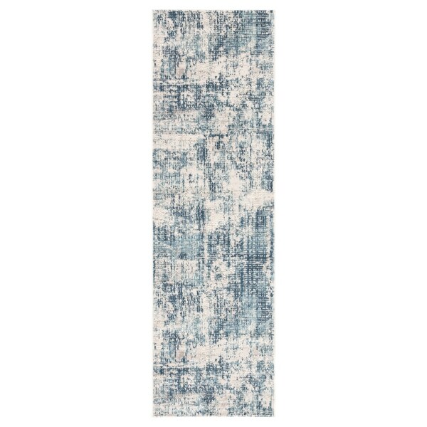 Caden Abstract Blue/ Ivory Runner Rug - 2'6" x 8' Runner