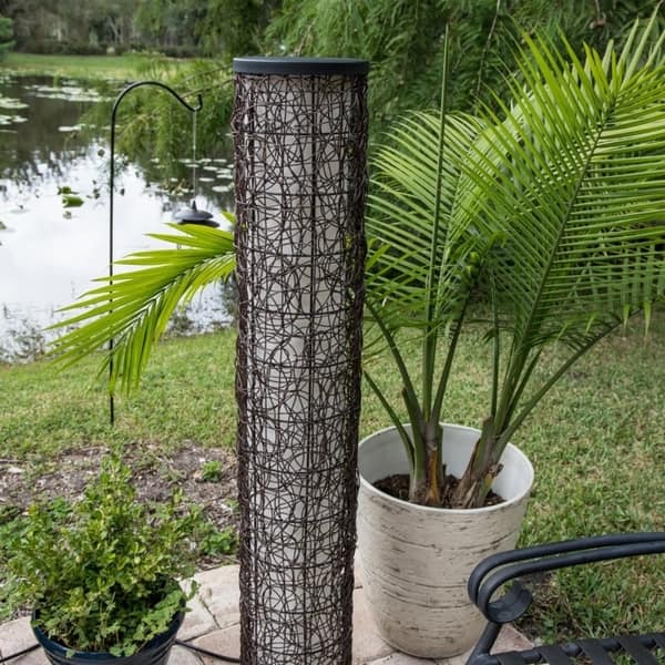 Burcei Bronze with Plastic Rattan Outdoor Floor Lamp Uplight 9" Dia
