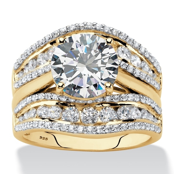 Yellow Gold  over  Sterling  Silver  Cubic Zirconia Bridal 