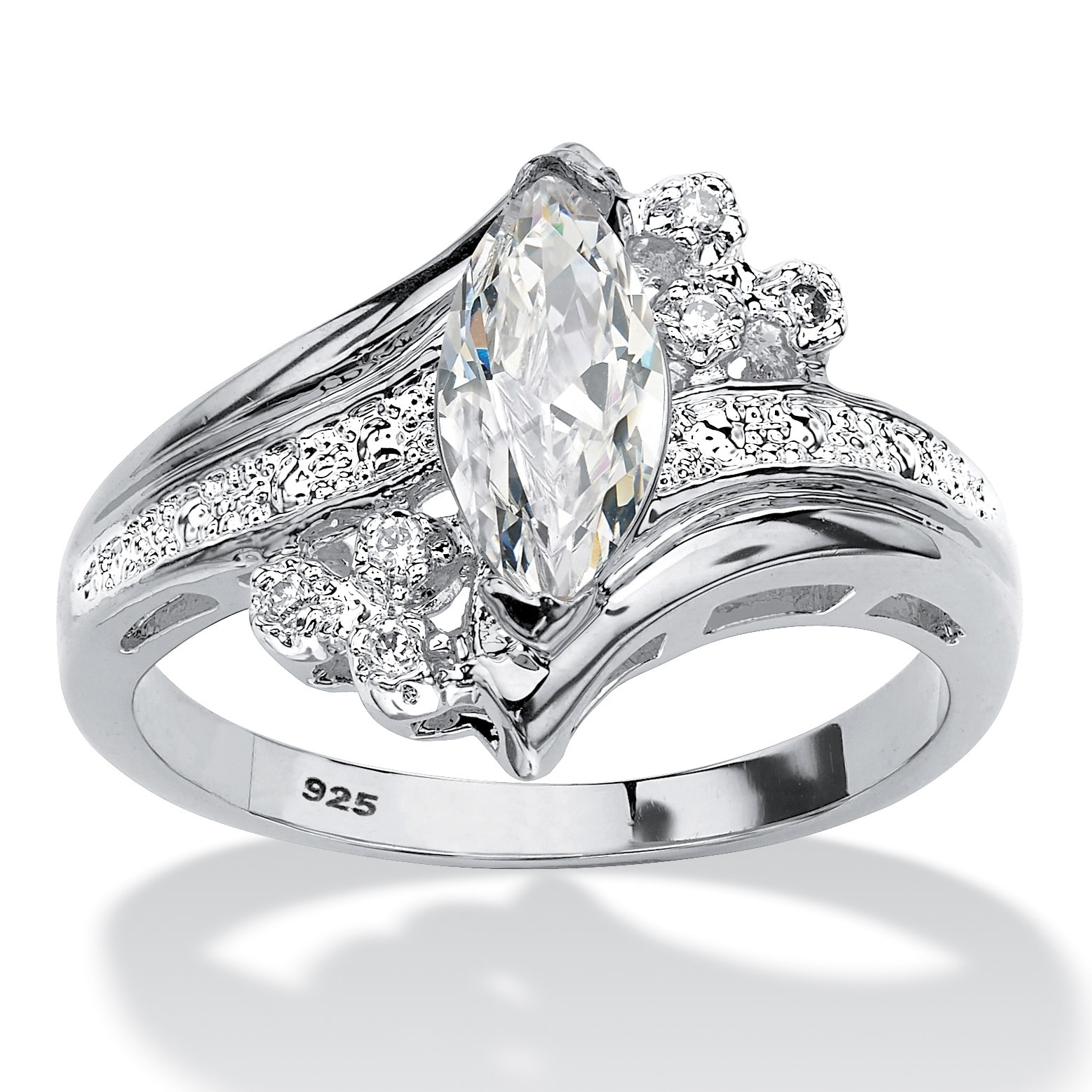 silver marquise diamond ring