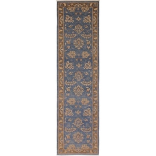 Kafkaz Peshawar Brook Lt. Blue/Brown Wool Rug (2'7 x 12'4) - 2 ft. 7 in. x 12 ft. 4 in.