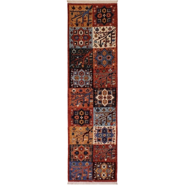 Kafkaz Peshawar Treva Rust/Blue Wool Rug (2'8 x 9'3) - 2 ft. 8 in. x 9 ft. 3 in.