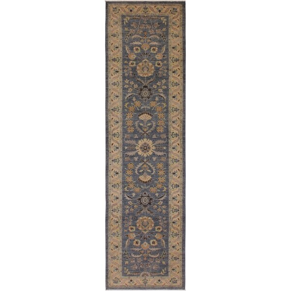 Kafkaz Peshawar Jerrell Gray/Ivory Wool Rug (2'10 x 11'10) - 2 ft. 10 in. x 11 ft. 10 in.