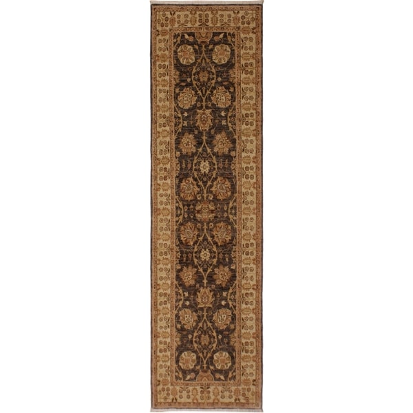 Kafkaz Peshawar Edyth Gray/Ivory Wool Rug (3'1 x 9'3) - 3 ft. 1 in. x 9 ft. 3 in.