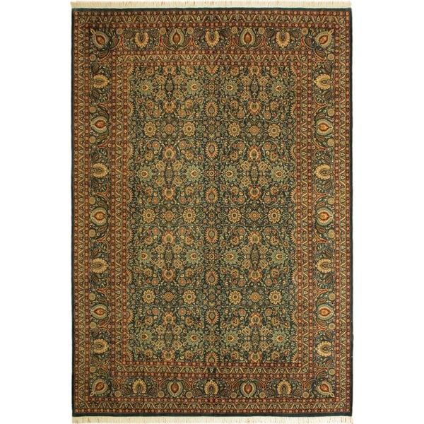 Pak-Persian Tobie Teal/Teal Wool Rug (10'0 x 13'10) - 10 ft. 0 in. x 13 ft. 10 in.