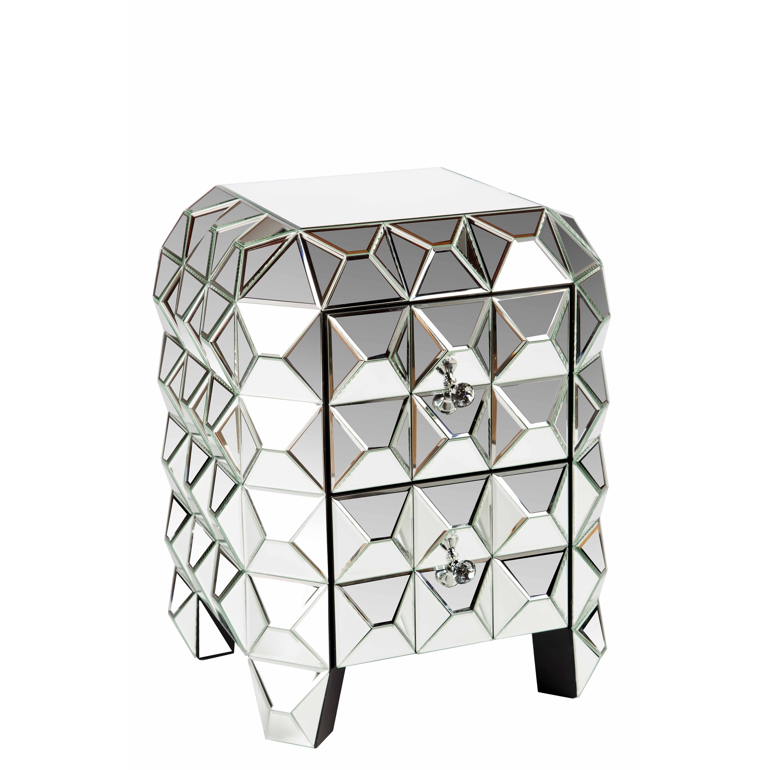 Shop Statements By J Fully Mirrored Nightstand W 2 Drawers 25 Inch Tall Overstock 25673531