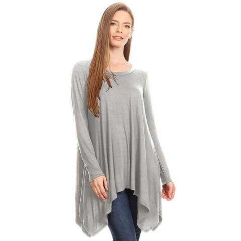 Women's Loose Fit Round Neck Solid Tunic Top