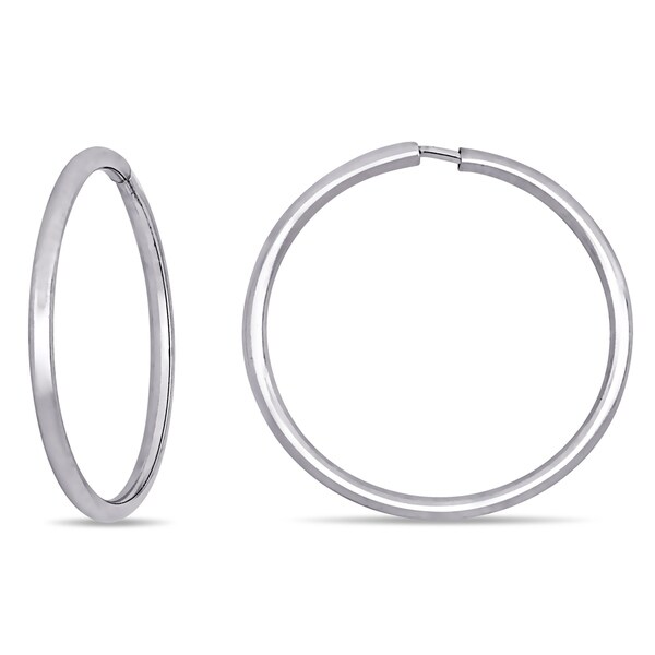 Miadora 18k White Gold Round Thin Hoop Earrings 16 Mm Free Miadora 18k White Gold Round Thin Hoop Earrings 16 Mm