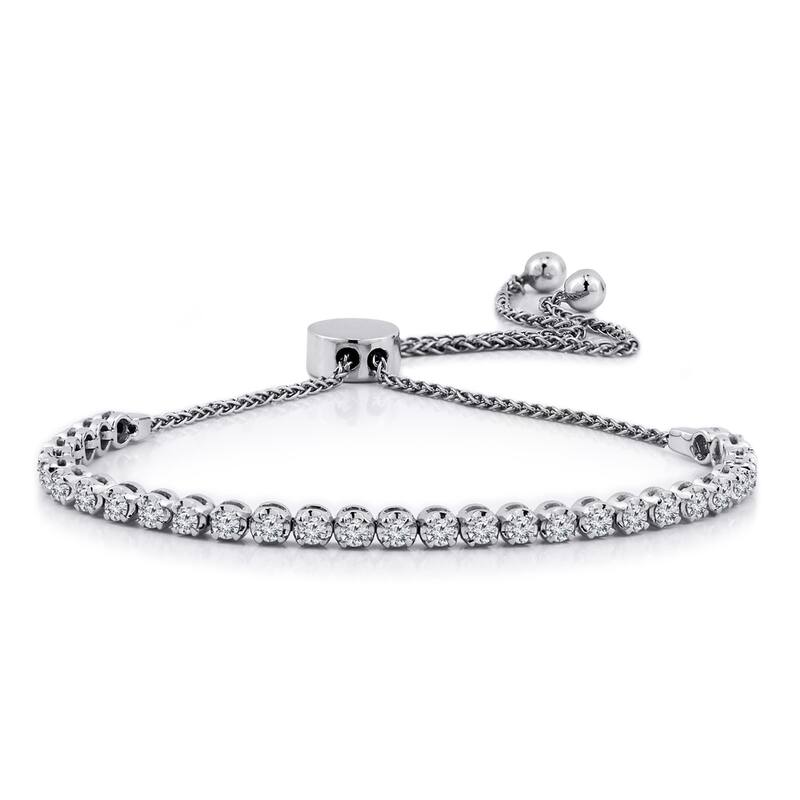 Auriya 1 carat TW Diamond Bolo Bracelet Adjustable 14k Gold - White