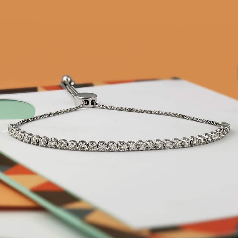 Auriya 1 carat TW Diamond Bolo Bracelet Adjustable 14k Gold