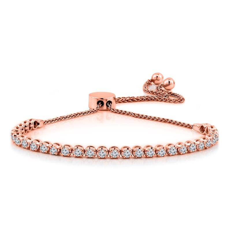 Auriya 1 carat TW Diamond Bolo Bracelet Adjustable 14k Gold - Rose
