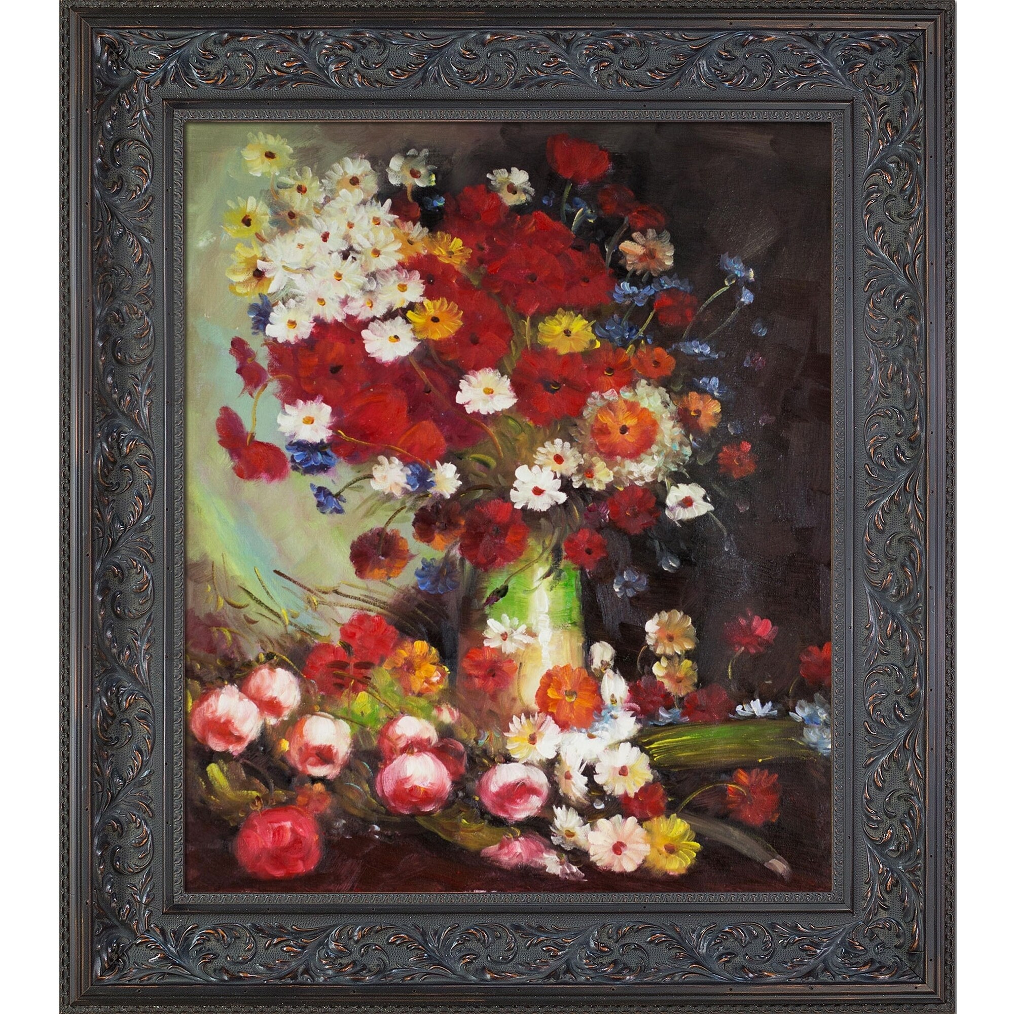 VASE WITH POPPIES DAISIES CORNFLOWERS PEONIES FLOWERS PAINTING BY VAN GOGH REPRO