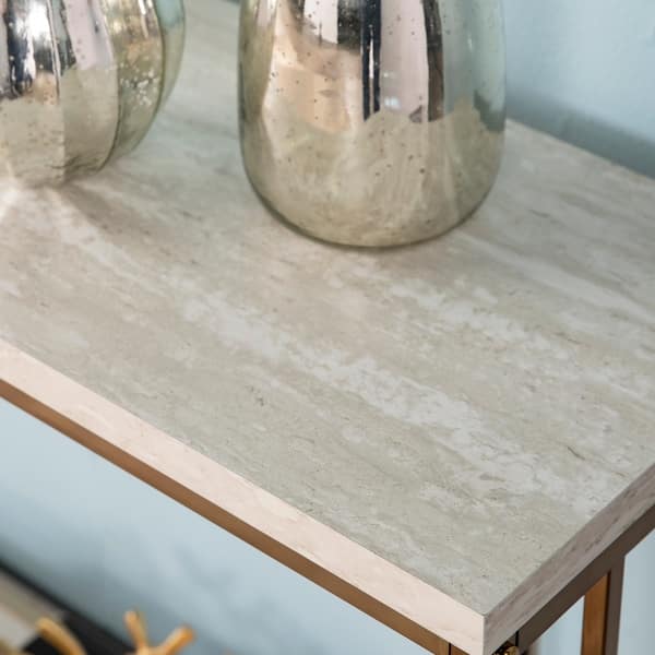 Shop Silver Orchid Ham Faux Stone Console Table On Sale Free