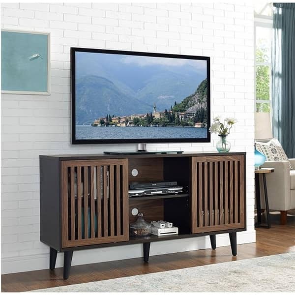 Home Source Brockway 56 Inch Tv Console With Slatted Sliding Doors