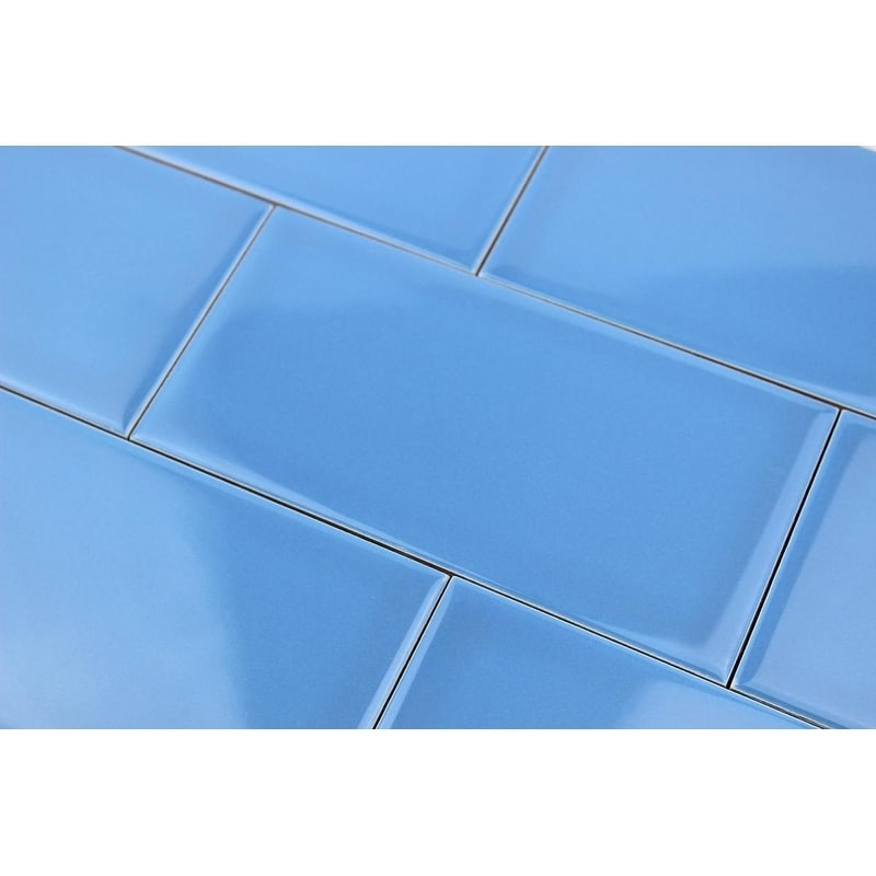 Shop Giorbello Blue Ceramic 3x6 Subway Tiles Case Of 14 5 Sq Ft