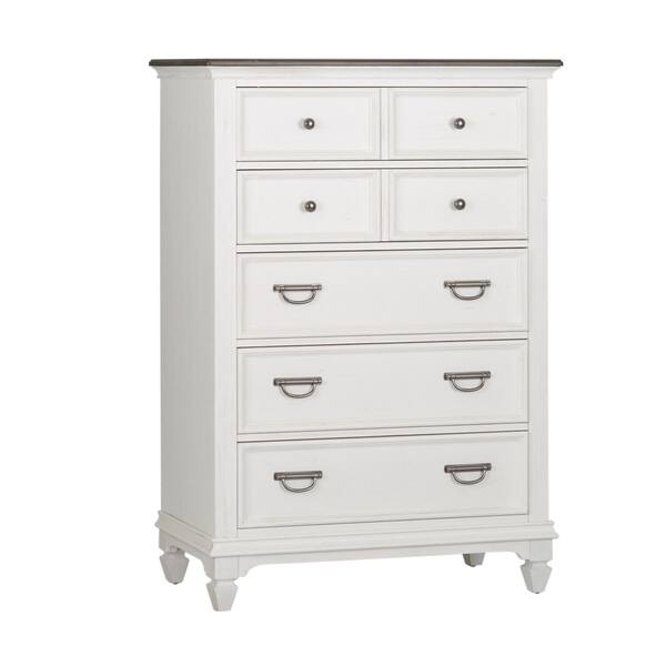 Copper Grove Aubervilliers Wirebrushed White 5 Drawer Chest Copper Grove Aubervilliers