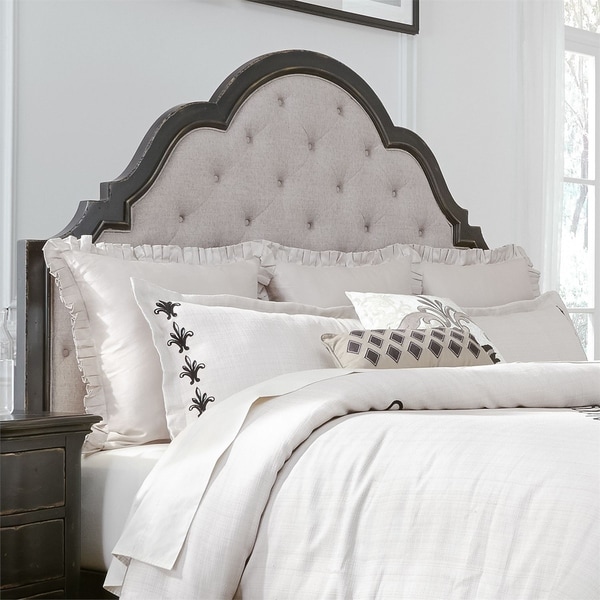 Chesapeake Wire Brushed Antique Black King Upholstered Headboard