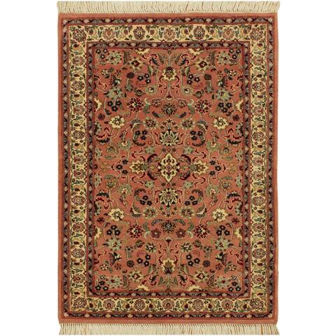 Abassi Afsha Pak-Persian Sanjuani Rose/Rose Wool Rug - 2'7" x 4'2" - 2 ft. 7 in. x 4 ft. 2 in.