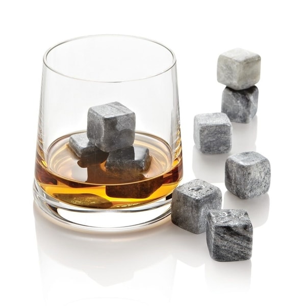 9X Round Whiskey Whisky Scotch Soapstone Glacier Stone Ice Cubes Rocks w/ Bag 