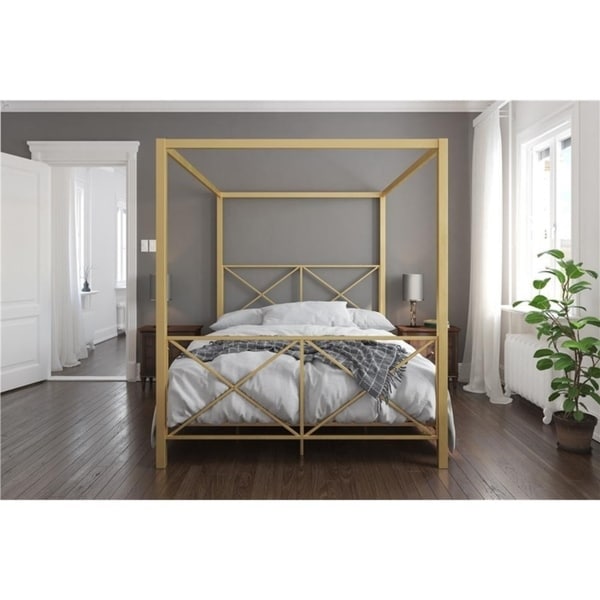 Avenue Green Rosemarie Goldtone Metal Canopy Bed. Opens flyout.