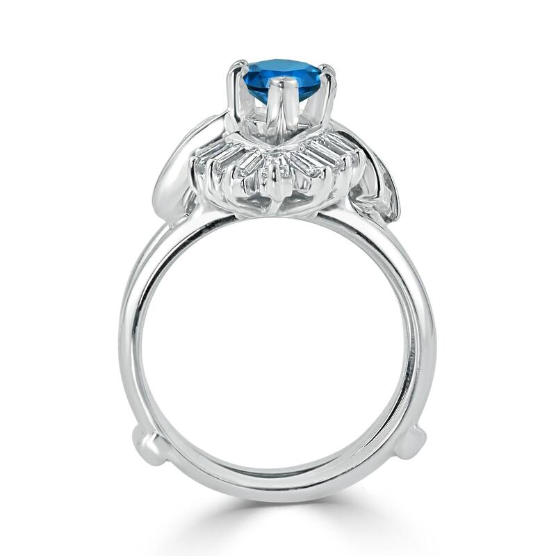 Auriya 14k Gold 2 1/2ctw Marquise Blue Diamond Engagement Ring with Ring Guard Wrap Certified (H-I, I1-I2)