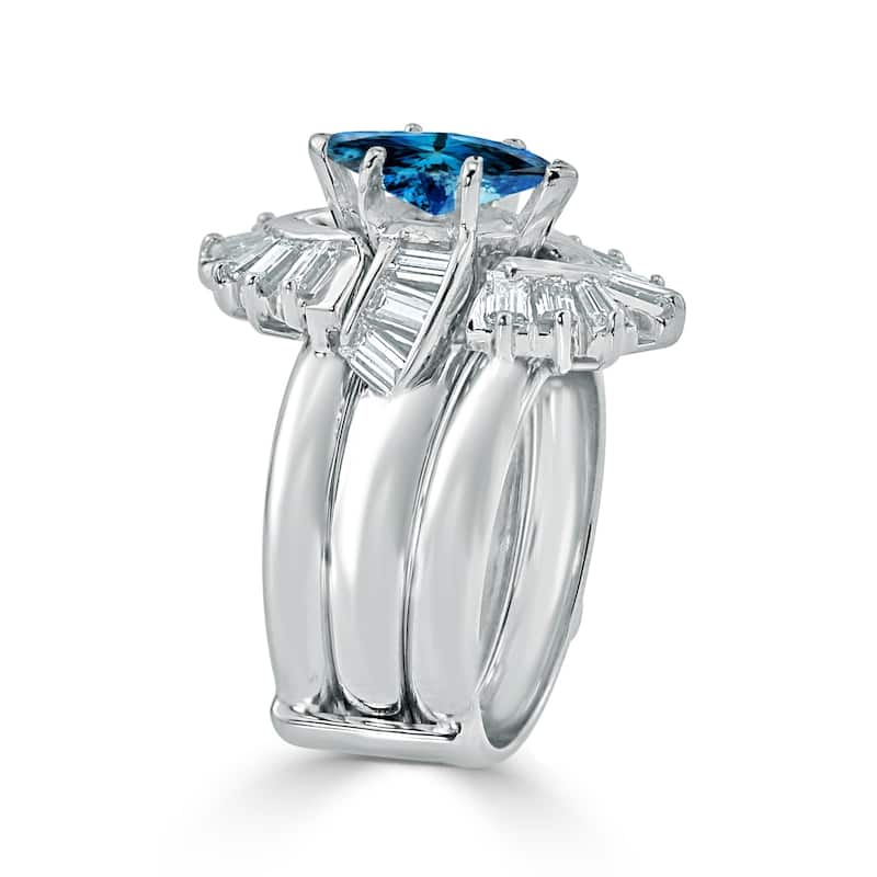 Auriya 14k Gold 2 1/2ctw Marquise Blue Diamond Engagement Ring with Ring Guard Wrap Certified (H-I, I1-I2)