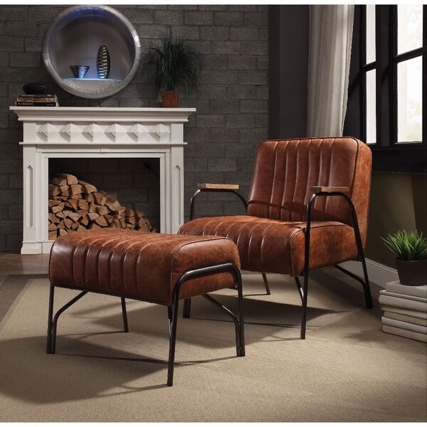 Shop Stitched Faux Leather Upholstered Metal Chair and 