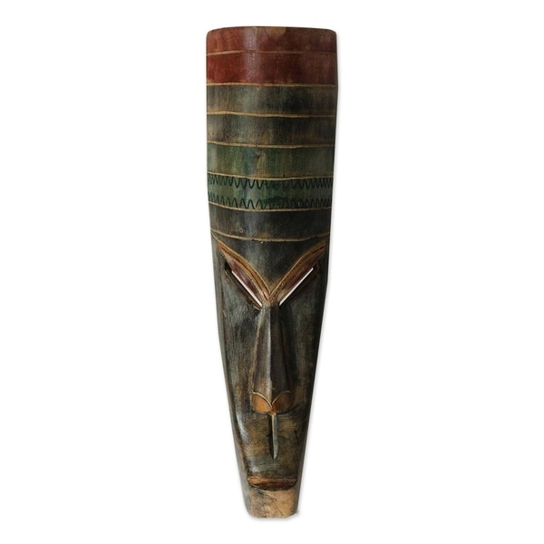 Handmade Saving Ghanaian Wood Mask (Ghana) - 5.5" x 19.75"