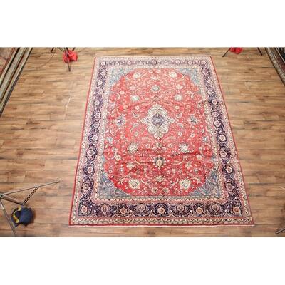 Sarouk Persian Hand Knotted Wool All-Over Floral Area Rug Carpet - 12' x 9'