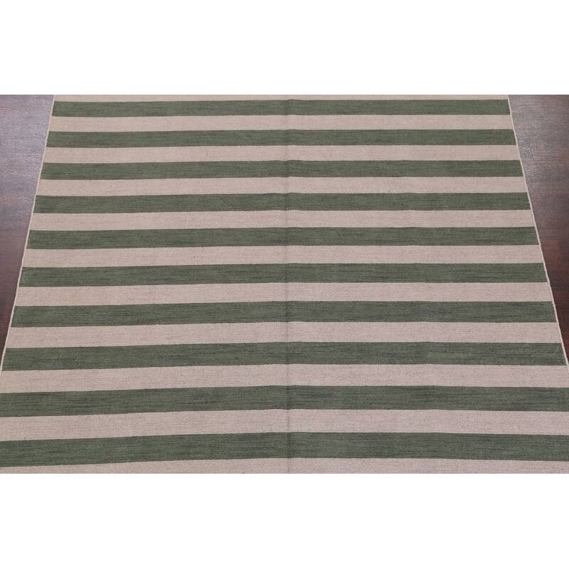 Modern Stripe Area Rug Gabbeh Oriental Handmade Wool Carpet - 8'4" x 10'1"