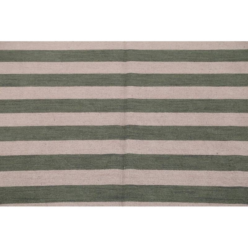 Modern Stripe Area Rug Gabbeh Oriental Handmade Wool Carpet - 8'4" x 10'1"