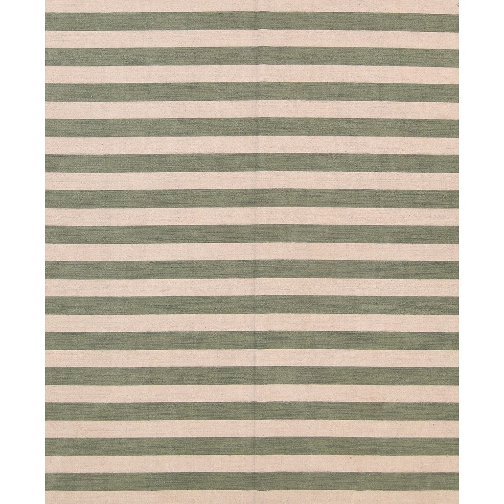 Modern Stripe Area Rug Gabbeh Oriental Handmade Wool Carpet - 8'4" x 10'1"