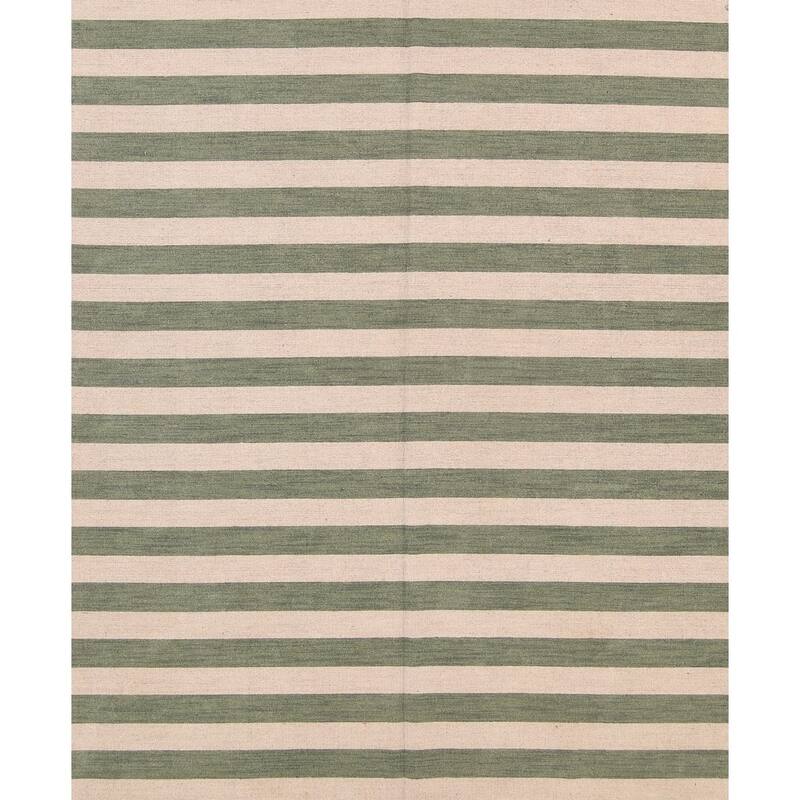 Modern Stripe Area Rug Gabbeh Oriental Handmade Wool Carpet - 8'4" x 10'1"
