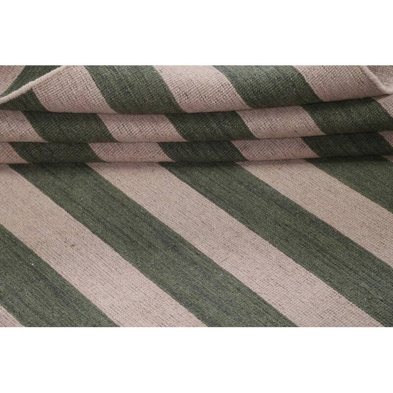 Modern Stripe Area Rug Gabbeh Oriental Handmade Wool Carpet - 8'4" x 10'1"