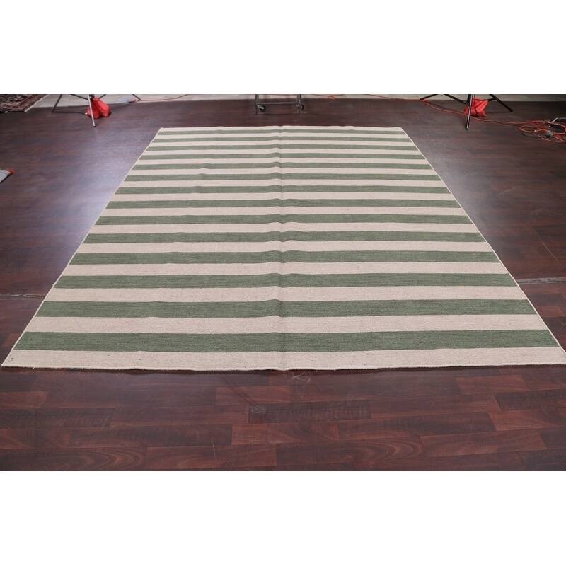 Modern Stripe Area Rug Gabbeh Oriental Handmade Wool Carpet - 8'4" x 10'1"