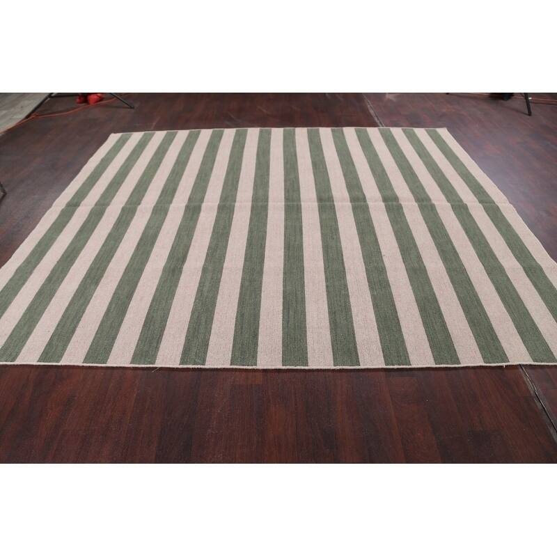 Modern Stripe Area Rug Gabbeh Oriental Handmade Wool Carpet - 8'4" x 10'1"