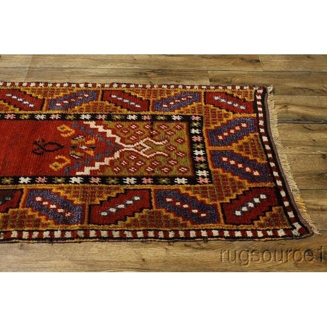 Rug Source Antique Moroccan Hand Knotted Oriental Traditional Rug Red - 11'4 x 3'1 Runner