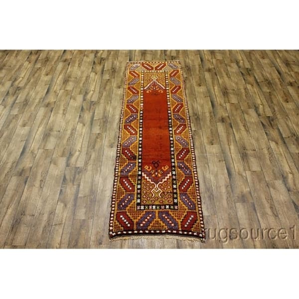 Rug Source Antique Moroccan Hand Knotted Oriental Traditional Rug Red - 11'4 x 3'1 Runner