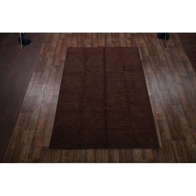 Gabbeh Indian Solid Area Rug Oriental Handmade Wool - 6'6" x 9'9"