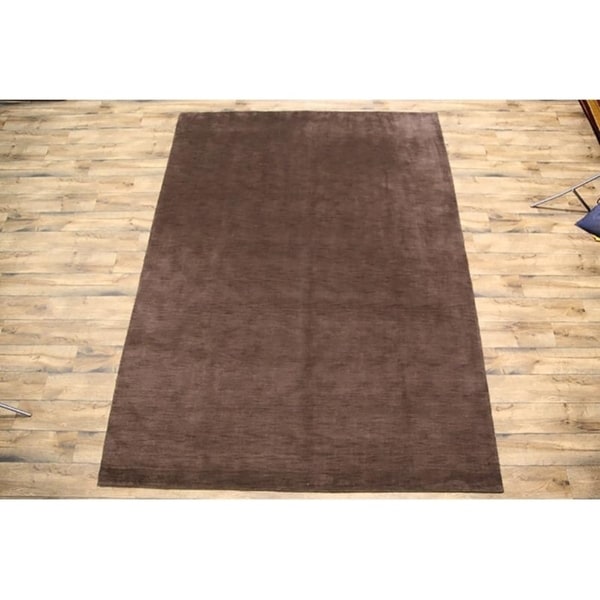 Porch & Den Brandyshire Brown Solid Color Hand-knotted Wool OrientalArea Rug - 11'3" x 8'5"