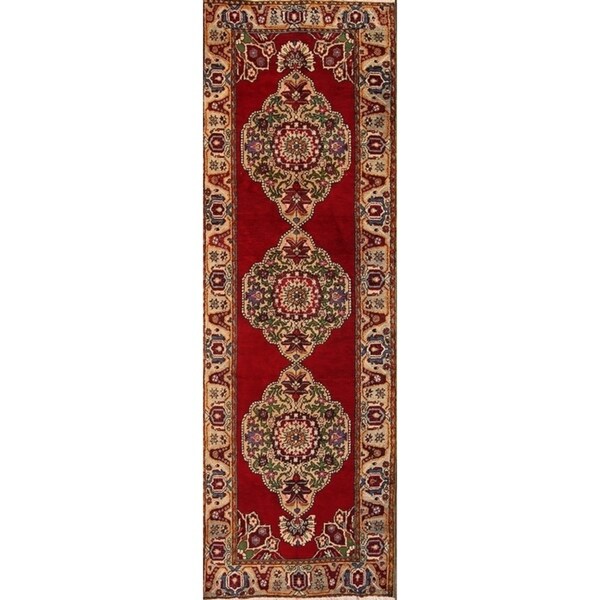 Anatolian Hand Made Wool Turkish Oriental Rug Oriental Red - 11'1" x 3'7" runner